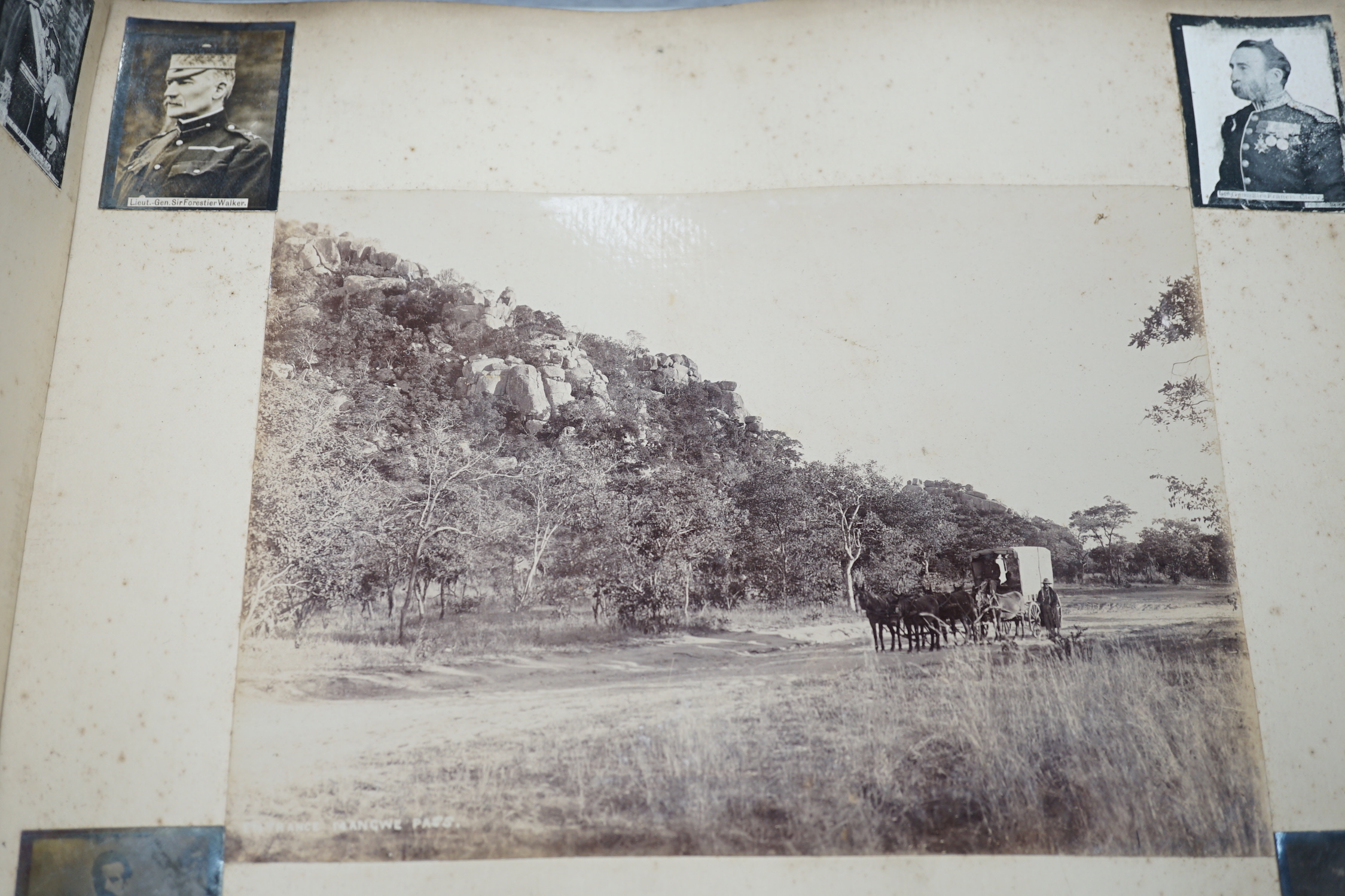 An album of albumen photographs, 1897-1902, Boer war period, predominantly South African and Tribal including Native Stadt, Machudi and Johannesburg